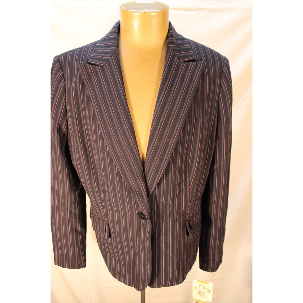 NWT Jones New York Two Piece‎ Suit Women Pinstripe Blue Pink Size 14